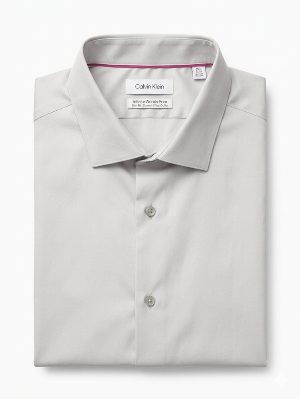 Calvin Klein Slim Fit Light Gray Dress Shirt Mens 2XL